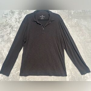 Tommy Bahama Soft Heathered Long Sleeve Henley Shirt Men’s Large Black